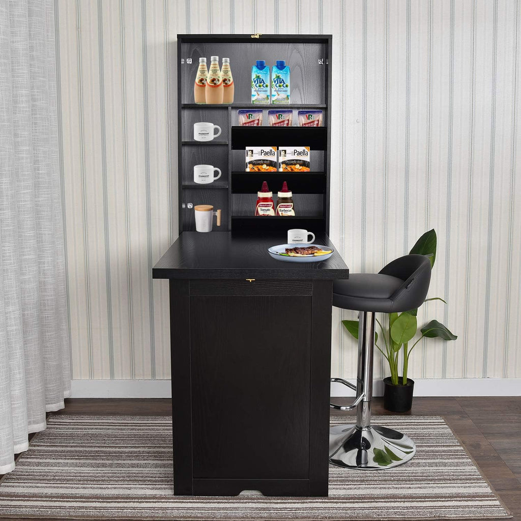 Wall Mount Fold Out Desk with Storage