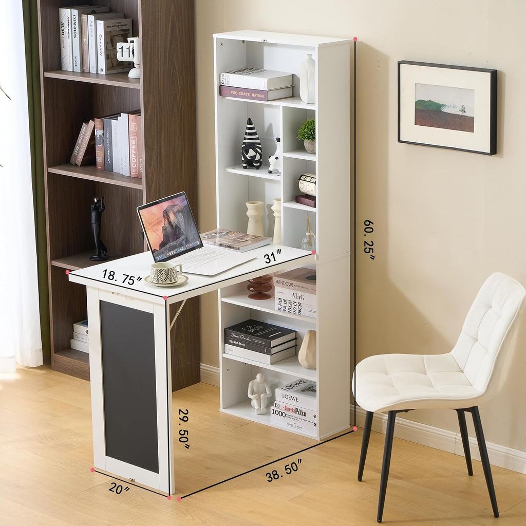 Wall Mount Murphy Desk with Blackboard White