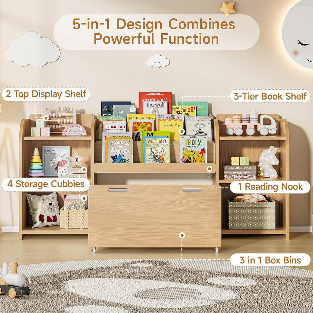 Kids Reading Nook Toy Storage Bench