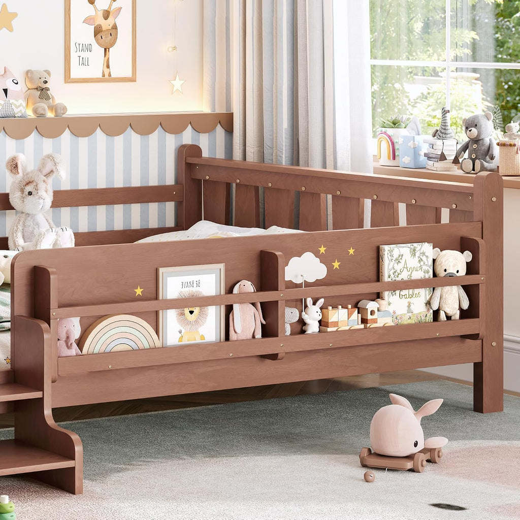 Queen Bed with Stairs Natural