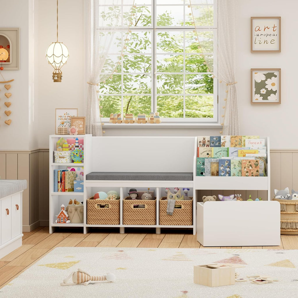 Kids Reading Nook with Wheel Storage Box