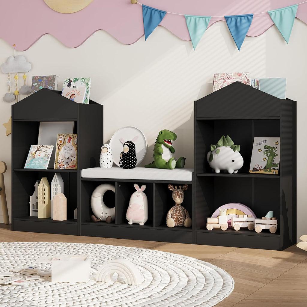 Kids Reading Nook Storage Bench Black