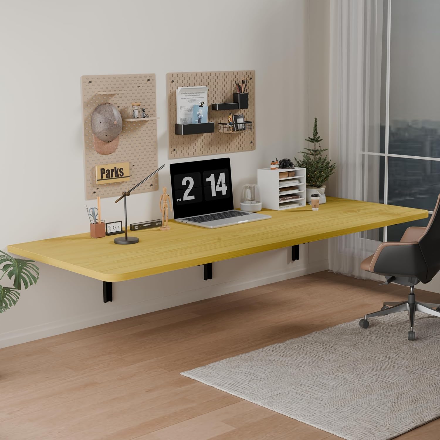 Wall Mount Foldable Floating Desk Natural