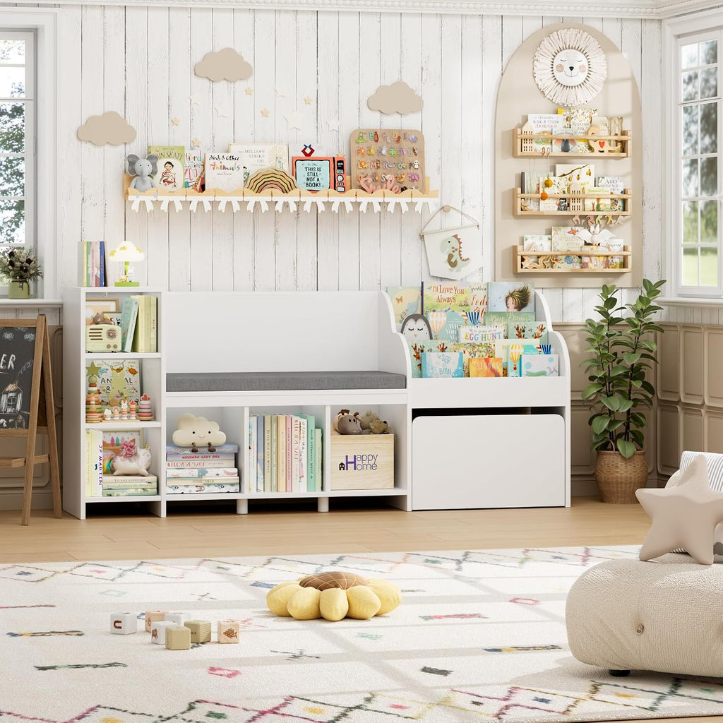 Kids Reading Nook with Wheel Storage Box