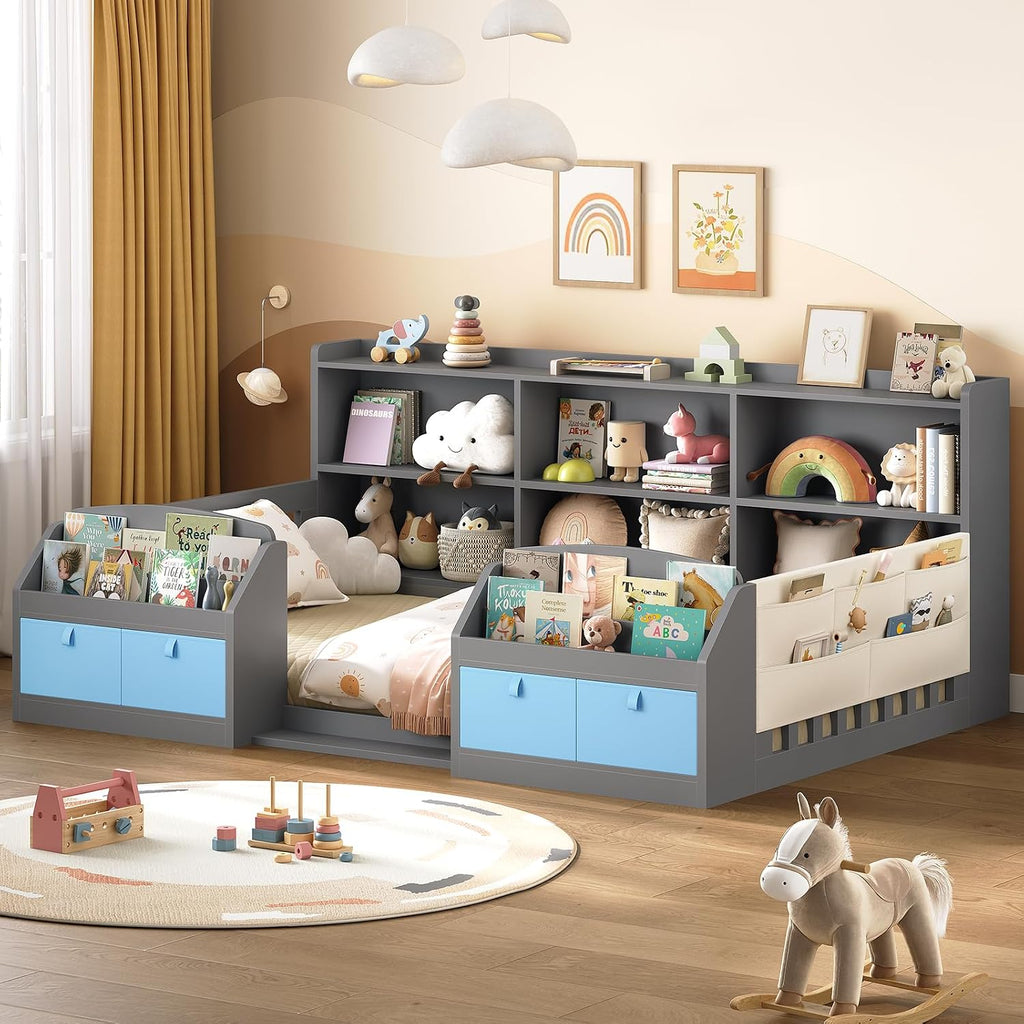 Twin Bed with Storage Grey