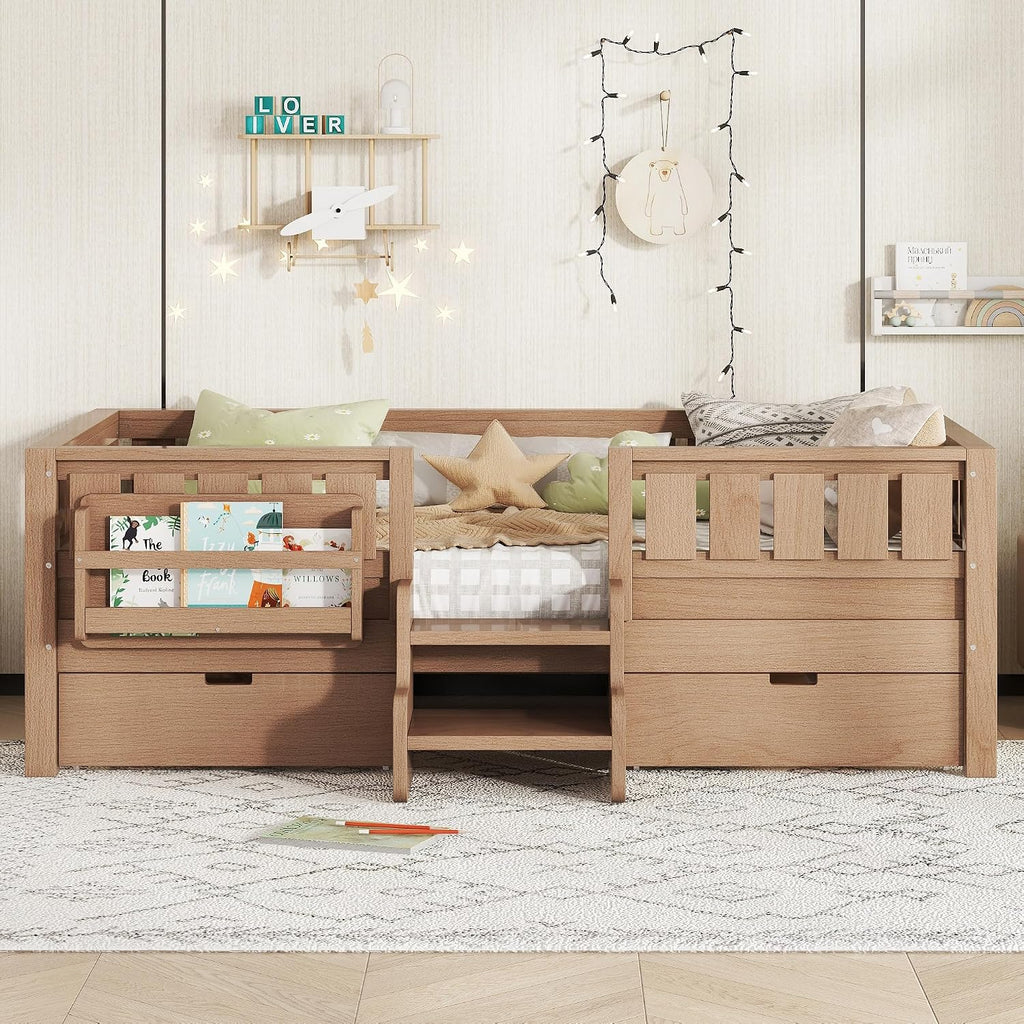 Twin Bed Stairs & Storage Natural